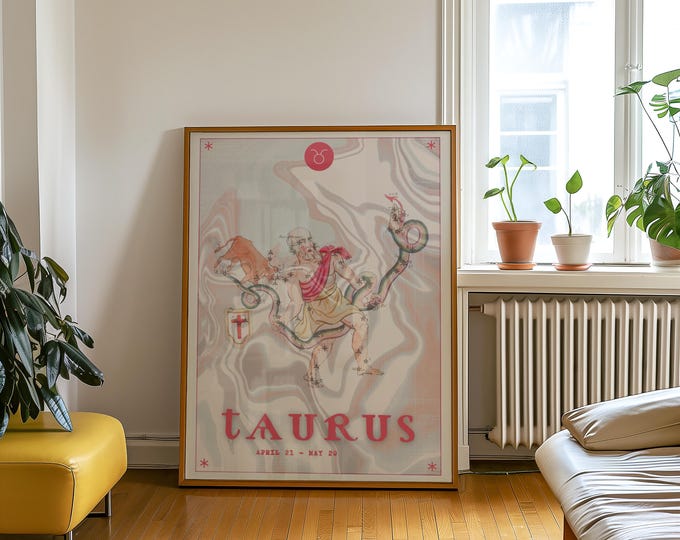 Taurus  Poster (UNFRAMED, 3 Sizes) | Astrology Wall Art | Horoscope Print | Celestial Star Sign Decor