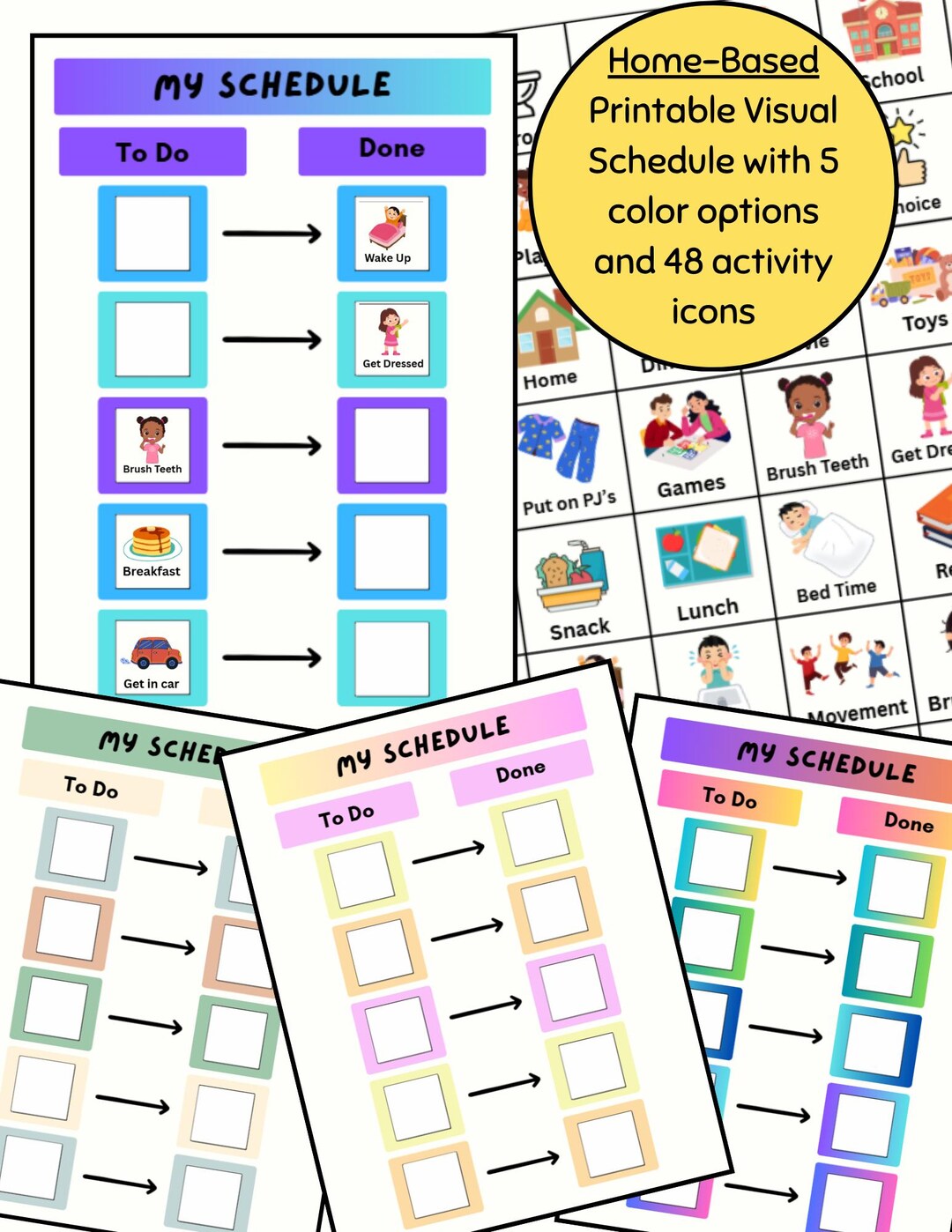 Drop Off Routine Visual Schedule Home Based Printable Visual Schedule With Activity Icons - Morning ...
