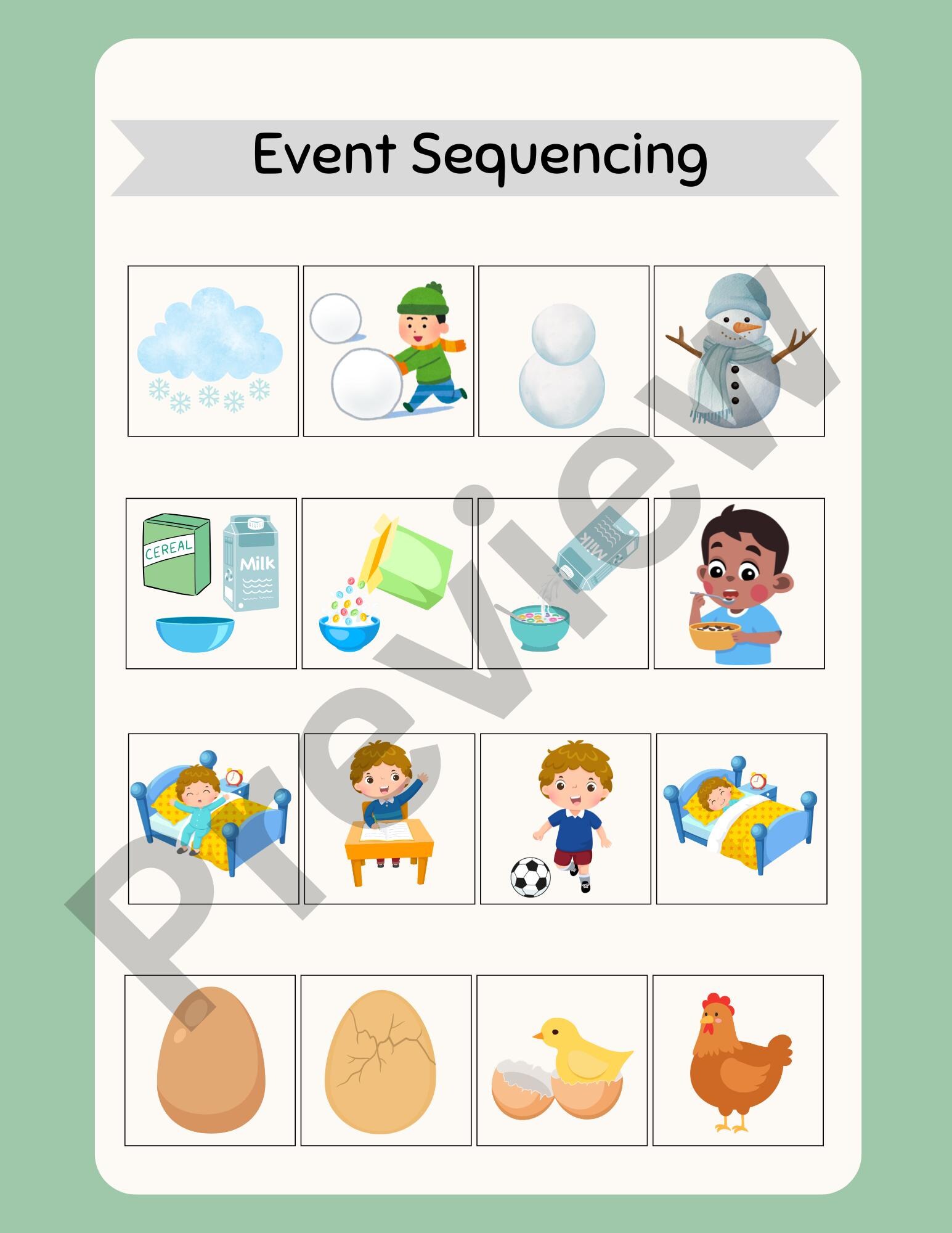 Sequensing Event Event Sequencing Activity for Kids | Aba/school/homeschool Printable ...