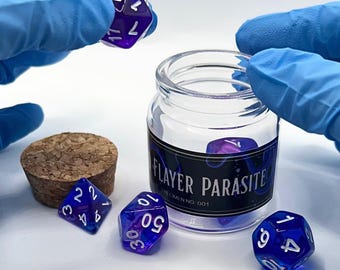 DnD Dice Set - Mind Flayer Parasite Specimen | 7pc Blue and Purple Acrylic Polyhedral Dice, DND Accessories, Tabletop Gift