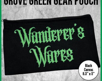 Gear Bag, Wanderer's Wares – Grove Green | Dice Bag, Table Top Games Accessory, Travel Pouch, Gamer Gift, Black Canvas (8.3x5in)