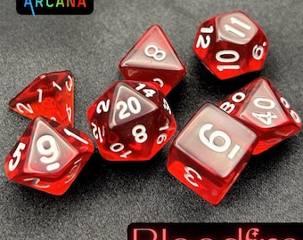 DnD Dice Set - Red | 7-pc Translucent Polyhedral Dice Set, DND Accessories, Tabletop Gift