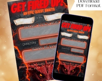 DnD Session Invite - Dragon | Printable & Fillable PDF, Campaign Invite, 3 File Sizes (5x7in, 8.5x11in, 1080x1920px Mobile)