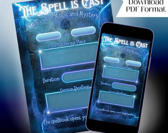 DnD Session Invite - Magic | Printable & Fillable PDF, Campaign Invite, 3 File Sizes (5x7in, 8.5x11in, 1080x1920px Mobile)
