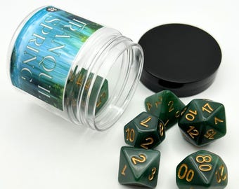DnD Dice Set - Tranquil Spring | 7pc Jade Resin Polyhedral Dice, DND Accessories, Tabletop Gift