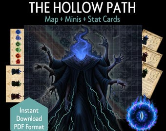 Printable DnD The Hollow Path Encounter Kit – Specters, Orbs, Night, Battle Map, Minis, Stat Cards, TTRPG, DM Tools (PDF Download)