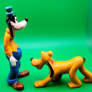 1980s Disney Goofy and Pluto Ceramic Figurines
