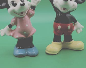 1970s Minnie and Mickey Mouse Ceramic Figurines