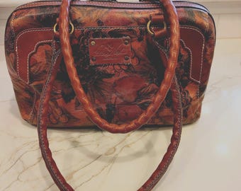 Patricia Nash Floral Tapestry Leather Satchel, Vintage Heritage Collection