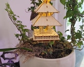 Lighted Japanese Balsa Wood Pagoda: Potted Plant Decor