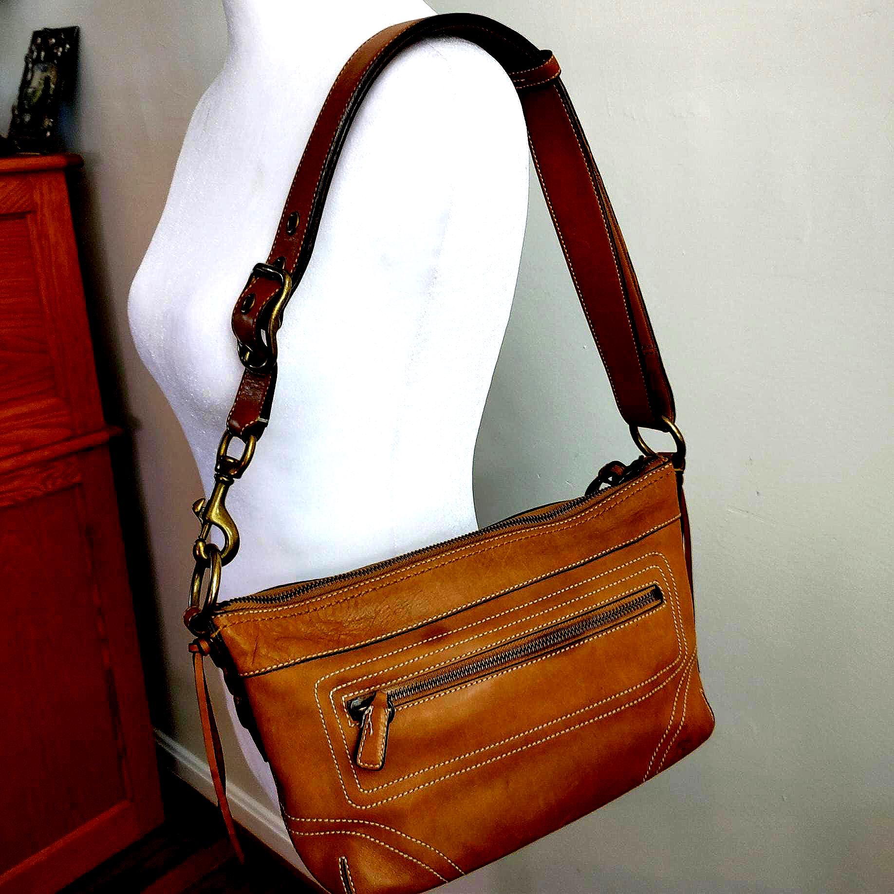 Vintage Coach 10559 Leather Crossbody Bag-legacy British Tan Zip