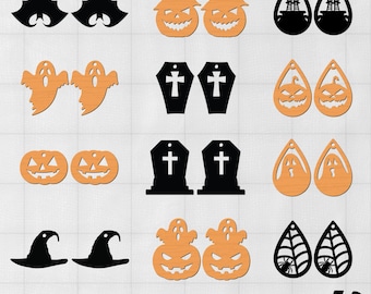 Cute Halloween Earrings SVG, Halloween Jewelry, Ghost Halloween Earrings, Halloween Earrings SVG, Earrings Ornaments, Faux Leather Earrings