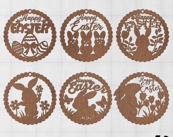 Easter Bunny Wreath SVG, Easter Wreath, Happy Easter, Easter Ornaments, Bunny Easter Egg Flower Wooden Wreath Laser Cut Files, Easter Signs