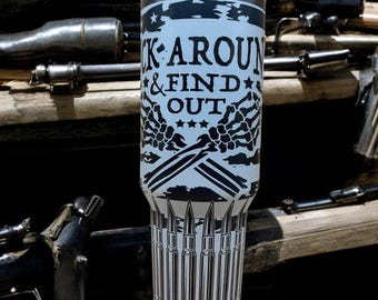 F*ck around & Find out white tumbler with black plating