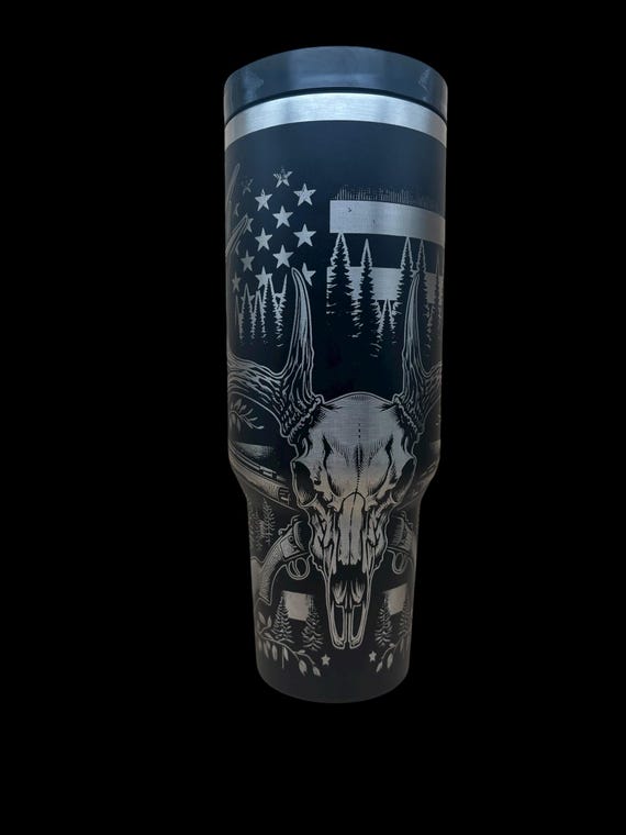 40oz gun and skull tumbler