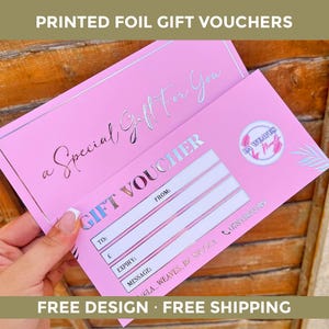 Foil Gift Vouchers for Beauty Businesses | Aesthetics Voucher| Beautician Vouchers | Nail Technician Vouchers, Custom Gift Vouchers