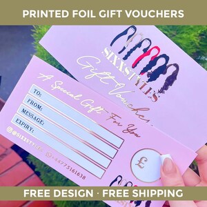 Foil Gift Vouchers for Beauty Businesses | Aesthetics Voucher| Beautician Vouchers | Nail Technician Vouchers, Custom Gift Vouchers