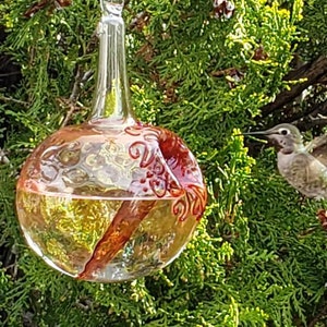 GH Best Glass Hummingbird Feeder, The Original One Piece Drip-less Feeder/ Gold Hobnail. Free Gift Wrap image 7