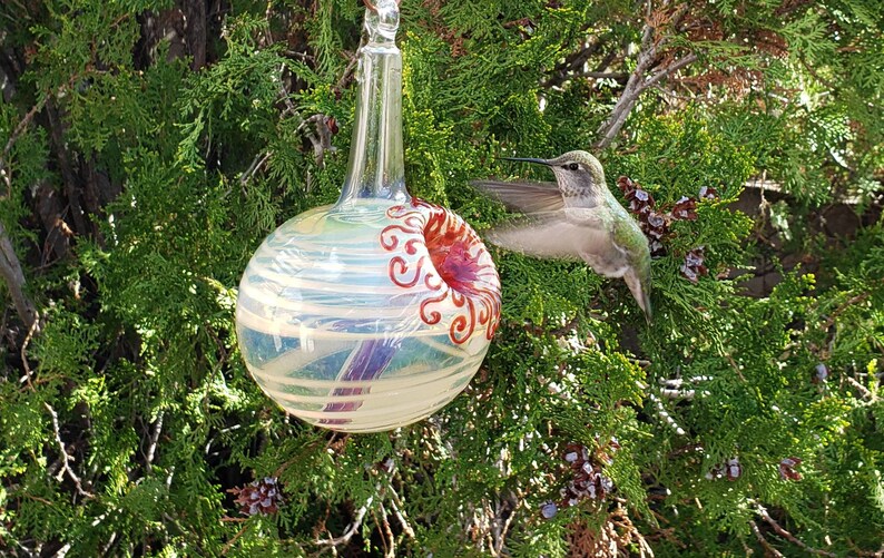 WT Best Glass Hummingbird Feeder, The Original One Piece Drip-less Hummingbird Feeder/ White. Free Gift Wrap image 3