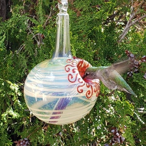 WT Best Glass Hummingbird Feeder, The Original One Piece Drip-less Hummingbird Feeder/ White. Free Gift Wrap image 1