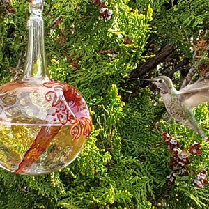 GH Best Glass Hummingbird Feeder, The Original One Piece Drip-less Feeder/ Gold Hobnail. Free Gift Wrap image 8