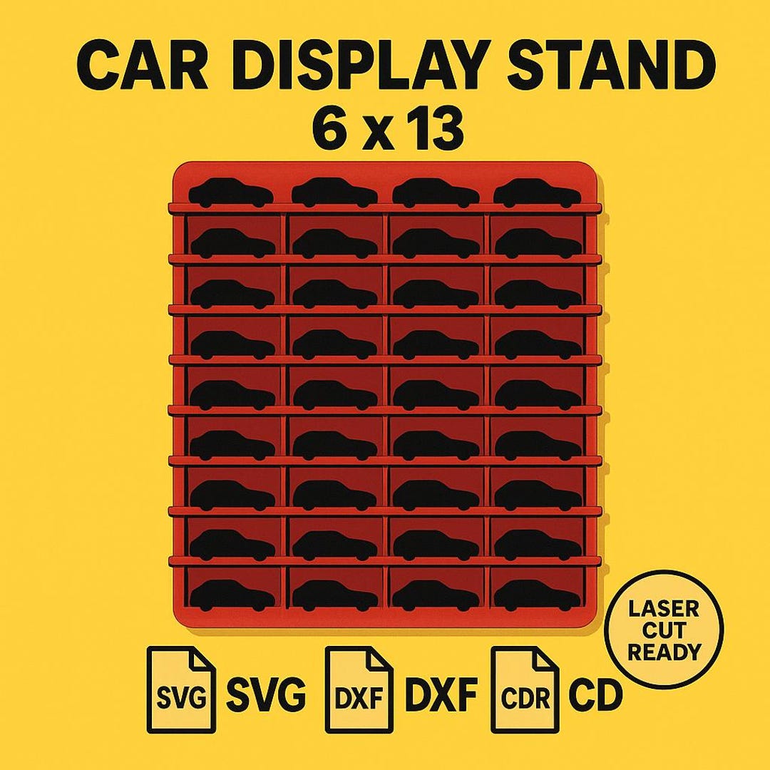 1:64 Car Display Case Pattern | 6x13 Grid, Laser Cut Files (digital ...