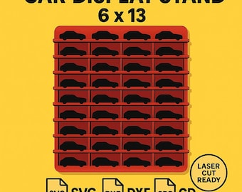 Wzór gabloty samochodowej w skali 1:64 | Siatka 6x13, pliki wycinane laserowo (do pobrania cyfrowego)