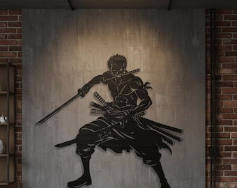 Plik do cięcia CNC z trzema mieczami do anime wojownika | Roronoa Zoro