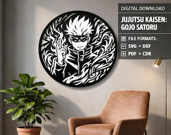 Satoru Gojo | Anime Laser Cut Wall Art | CAD Fusion Lab Art