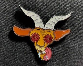 Pin coleccionable de edición limitada BMFS Tripping Red Daisy Goat