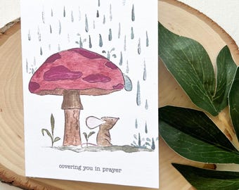 Tarjeta de felicitación "Cubriéndote con oración" / Ánimo, fe, tarjeta de oración / Interior en blanco