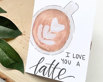 Tarjeta de felicitación "Te amo un café con leche" / Día de San Valentín, aniversario, simplemente porque sí / Interior en blanco