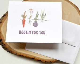 Tarjeta de felicitación "Rooting For You" / Tarjeta de ánimo / Interior en blanco