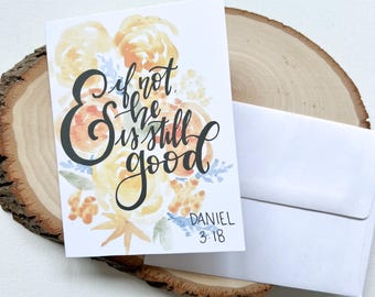 Tarjeta de felicitación de Daniel 3:18 / Tarjeta de ánimo con versículo bíblico / Interior en blanco