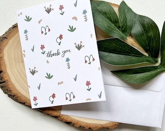 Tarjeta de felicitación de agradecimiento / Tarjeta de agradecimiento floral / Interior en blanco