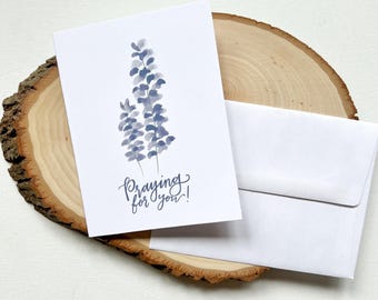 Tarjeta de felicitación "Orando por ti" / Tarjeta de ánimo / Interior en blanco