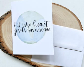 Tarjeta de felicitación de Juan 16:33 / Tarjeta de ánimo con versículo bíblico / Interior en blanco