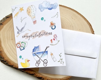 Tarjeta de felicitación de embarazo/Baby Shower/En blanco por dentro