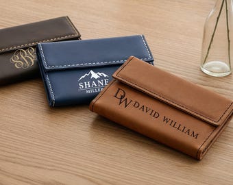 Custom Leather Business Card Holder, Personalized Business Card Holder, Monogrammed Card Case, Engraved Leather with Name, Corporate Gift