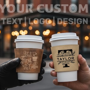 Personalized Leather Coffee Sleeve, Custom Mug Sleeve, Personalized Gift for Coffee Lovers, Reusable Coffee Sleeve, Mug Wrap, Christmas Gift