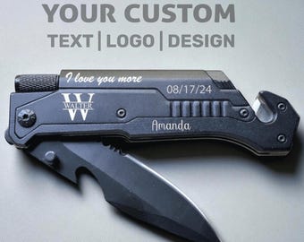 Couteau de poche multi-outils personnalisé, couteau gravé personnalisé, cadeau mari, cadeaux garçons d'honneur, petit ami, cadeau d'anniversaire pour lui, fête des pères