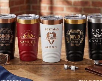 Personalized Groomsmen Tumbler, Best Man Gift, Custom Name Engraved Cup, Groomsman Proposal Gift, Bachelor Party Favor, Wedding Gift for Men