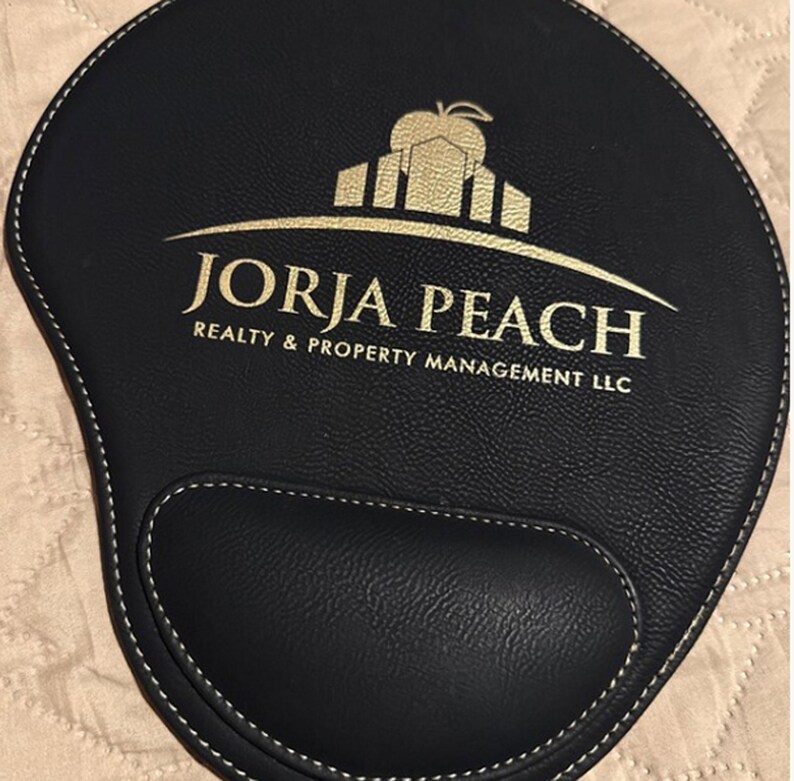 Custom Leather Mouse Pad with Logo, Personalized Leather Mouse Pad, Corporate Desk Pad, Office Desk Accessory, Business Promotional Gift image 2
