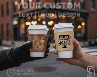Personalized Leather Coffee Sleeve, Custom Mug Sleeve, Personalized Gift for Coffee Lovers, Reusable Coffee Sleeve, Mug Wrap, Christmas Gift