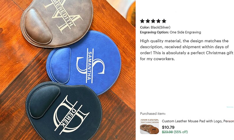 Custom Leather Mouse Pad with Logo, Personalized Leather Mouse Pad, Corporate Desk Pad, Office Desk Accessory, Business Promotional Gift image 11