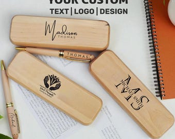 Custom Wood Pen Set, Wood Engraved Pen Holder, Personalized Pen Set, Gift for Dad/Doctor/Teacher/Lawyer/Realtor/Coworker/Employee/Corporate