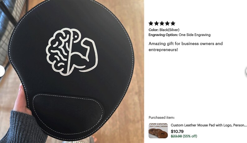 Custom Leather Mouse Pad with Logo, Personalized Leather Mouse Pad, Corporate Desk Pad, Office Desk Accessory, Business Promotional Gift image 12