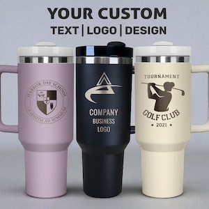 Custom Logo 40 0z Tumbler with Handle, Personalized Engraved Company Logo, Corporate Gift, Name Tumbler, Wholesale Business Mugs, Bulk Order