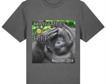 Harambe Tribute Funny Gorilla T-Shirt RIP 2016