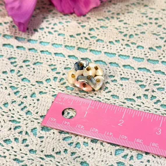 Iridescent Seashell Cluster Clip-On Earrings: Vin… - image 6